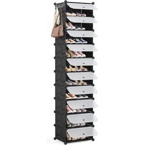 Kgabery-Armoire À Chaussures,Étagère À Chaussures Modulaire,Étagère De Rangement,10 Compartiments,Convient Pour L'entrée,La Chambre,Le Salon,Peut Contenir 20 Paires De Chaussures,Noir - Neuf