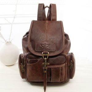 Sac à dos antivol marron foncé pour femme, sac à dos pour femme, sac à main en cuir synthétique, sac d'école étanche, sac à bandoulière, sac à dos d'école marron, sac à dos de loisirs - Neuf