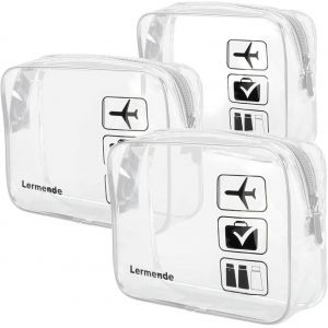 nzqaf-Trousse de toilette de voyage transparente pour articles de toilette, trousse de maquillage transparente pour femme, sac conforme à différentes tailles, claire, 3 Pack, Trousse de toilette - Neuf