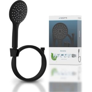 SCHÜTTE Raven Flexible de douche avec douchette à main et support mural avec pommeau de douche réglable sur 3 positions avec tuyau flexible pour douche Noir - Neuf