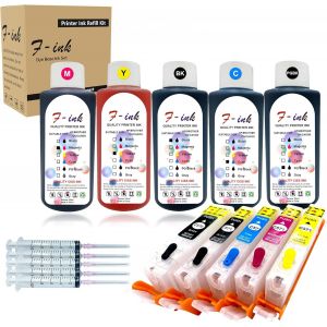 Encre De Bouteille 5X100Ml Et Kits De Recharge D'Encre Cli-571 Pgi-570 Compatibles Avec Les Modèles Pixma Ts5052 Ts5055 Ts5055 Ts6050 Ts6051 Ts6052 Mg5752 Mg5752 Mg5753 Mg6501 Mg6852 Mg6853 Imprimant - Neuf