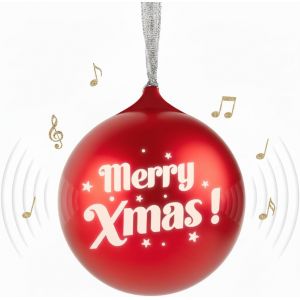 Boule De No&euml;l Enceinte Bluetooth Lumineuse, Haut-Parleur Sans Fil Pour Sapin Avec Son St&eacute;r&eacute;o Tws, D&eacute;coration Musicale Rechargeable, Effets Led Et Musiques Int&eacute;gr&eacute;es, Rouge - Epok Xmasballred - Neuf