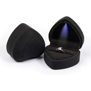 Boite Bague Avec Lumi&egrave;re Led,Bo&icirc;te &Agrave; Bagues En Velours,Ecrin Bague Coeur,Boite Bague Fiancaille,Boite Pour Bague,Boite Cadeau Bague,Boite Alliance Mariage Pour Mariage,Saint-Valentin (Rouge) - Neuf