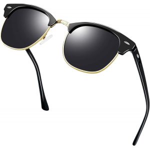 Lunettes De Soleil Homme Femme Polarisées, Lunettes De Soleil Rétro Semi-Sans Monture Uv400 - Neuf