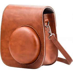 Étui pour appareil photo instantané Instax Mini 8, Mini 9, Mini 11, sac de voyage avec bandoulière réglable en cuir PU (marron) - Neuf