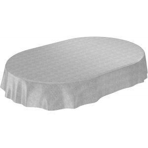 Nappe en Toile cirée Lavable Gris Aspect Lin Ovale 180 x 140 cm 140 x 180 cm - Neuf