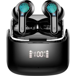 KAL-Ecouteurs Bluetooth Sans Fil, 2023 Écouteur Bluetooth 5.3 Hifi Stéréo, Ecouteurs Sans Fil Avec Cvc8.0 Antibruit Mic, Oreillette Bluetooth Sport Ip7 Étanche, 40H Casque Bluetooth Écran Led, Usb-C - Neuf