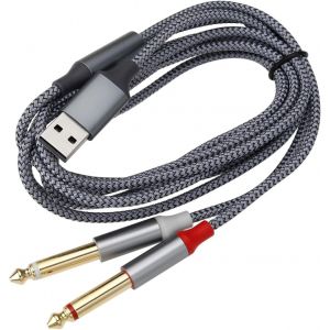 KALANKA-Câble USB A vers 6,35 Mm Câble Audio USB A vers Double 6,35 Mm TS 1/4 Pouce Câble Répartiteur AUX Y pour Smartphone Tablette Ordinateur Portable Amplificateur Haut-Parleur - Neuf