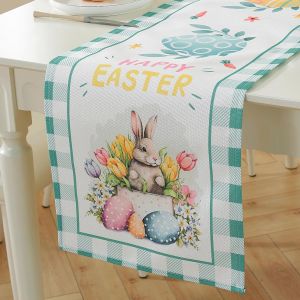 Kal-Chemin De Table ?ufs De Lapin De P&acirc;ques, Ruban De Table 30x120cm Pour Les F&ecirc;tes De Printemps, Nappe De Table Tissu Fleuri, D&eacute;coration De Table Pour La Int&eacute;rieur Et L'ext&eacute;rieur Cuisine F&ecirc;te - Neuf