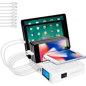 Station De Charge Rapide Pd20W Qc3.0 Multi-Ports Usb, Station De Charge Qi Sans Fil 9 En 1 Pour Plusieurs Appareils Avec &Eacute;cran Lcd Compatible Avec Iphone, Ipad, Samsung, Huawei Et Plus Encore - Neuf