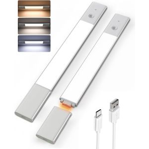 Subzonal-Reglette Led Lampe Cuisine Sous Meuble 38cm, 2200mah Batterie D&eacute;tachable, D&eacute;tecteur De Mouvement, 3 Modes D&iquest;&Eacute;clairage 3 Couleurs Dimmable Pour Escaliers Cuisines Placards(2 Piece) - Neuf
