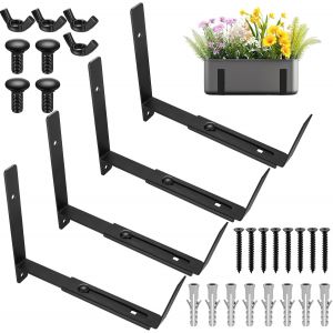 Mevronisshop-Lot De 4 Supports De Jardini&egrave;re R&eacute;glables De 15 &Agrave; 30 Cm Pour Rebord De Fen&ecirc;tre, Balcon, Balustrade, Support De Suspension Ext&eacute;rieur Pour Cl&ocirc;ture, Balcon, Terrasse - Neuf