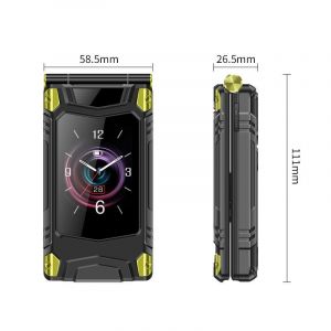 Téléphone Portable 4G Clapet Écran Double Batterie Longue Durée SOS 24 Touches Noir YONIS - Neuf