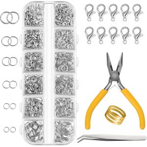 ERYI-1540 Pièces Anneaux De Saut Pour Fournitures De Fabrication Et Réparation De Bijoux En Argent Avec Fermoirs À Homard Et Pinces Pour Bricolage Boucle D'Oreille Collier Bracelet - Neuf