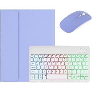 Kaidisen Étui Clavier Rétroéclairé Pour Ipad 10e Génération Avec Souris, Étui Clavier Coloré Rétroéclairé Amovible Pour Ipad 10, Violet + Blanc[Z2138] - Neuf