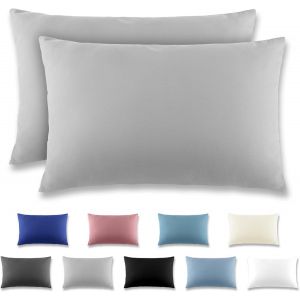 Cauc-Taie Oreiller 40x60 Gris Clair - Lot De 2 Taies D'oreillers 40 X 60 Carr&eacute; En Microfibre Bross&eacute;e, Housse Oreiller Coussin Oreiller Avec Fermeture &Eacute;clair - Neuf