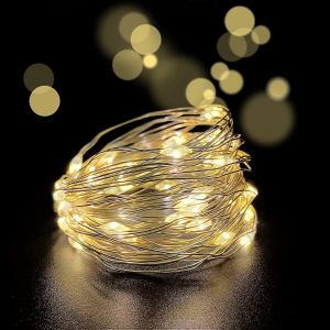 Mini LED les Lumi&egrave;res de F&eacute;es pour le Mariage et de la F&ecirc;te de No&euml;l D&eacute;coration, 30 Led, 10 pieds de Fil d'Argent, Blanc Chaud, 6/18 Heure, fonctionne &agrave; Piles - Neuf