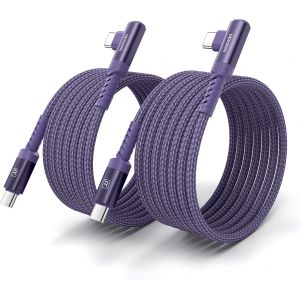 TRAHOO-Cable USB C [2M+2M] USB C vers USBC Coud&eacute; 60W, C&acirc;ble Type C Charge Rapid Tress&eacute; en Nylon Durable Compatible avec iPhone 17/16/15 Pro Max MacBook Pro iPad Galaxy S23/S22, Violet - Neuf