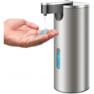 KAL-Distributeur Savon Automatique Acier Inoxydable Avec 3 Niveau Réglage Distributeur Savon Électrique Infrarouge 340Ml Ipx4 Étanche Distributeur Savon Sensor Pour Cuisine & Salle De Bains (Argent) - Neuf