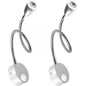 (Prise américaine) Lot de 2 appliques murales de chevet à LED, lampe de lecture à col de cygne, 3 W, 3 000 K, blanc chaud - Neuf