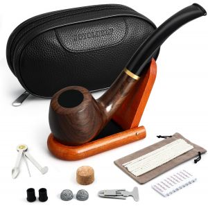 Acdsgd-Set De Pipes &Agrave; Tabac En &Eacute;b&egrave;ne, Four Approfondi Contre Le Vent, Avec 7 Accessories De Tabac, 3-En-1 Racloir En Acier Inoxydable, Cure-Pipes, 9mm Filtre &Agrave; Charbon Actif - Neuf