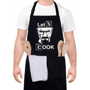 Loranka-Tablier De Cuisine Pour Homme, Let's Cook Tabliers De Cuisine &Eacute;tanche R&eacute;glable Tablier Barbecue Avec Poches Id&eacute;e Cadeau F&ecirc;te Des P&egrave;res(70 Cm X 80 Cm) - Neuf