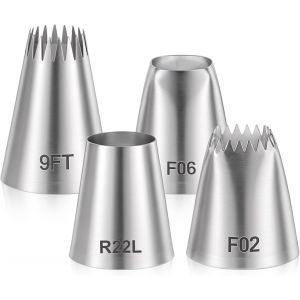 KALANKA-Lot de 4 douilles extra larges en acier inoxydable sans couture pour gla&ccedil;age de g&acirc;teaux d'anniversaire et cupcakes - Neuf