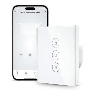 CHECARZHN--NO1-Interrupteur Intelligent Pour Volet Roulant - Compatible Avec Alexa/Google Home/Smart Life - Minuterie Et Contrôle Vocal Avec Led Contrôlable - Conducteur Zéro - Lot De 1 - Neuf