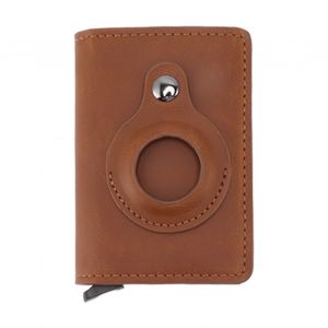 HJLIAN Porte-cartes de credit, portefeuille a pince pour carte bancaire, portefeuille a pince a billets avec emplacement pour localisateur iOS, abricot - Neuf