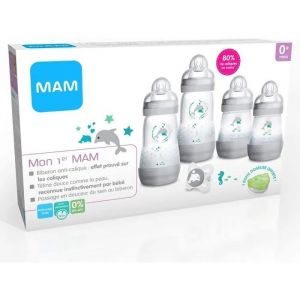 Coffret - Mam - Mon 1er Mam - 4 Biberons Easy Start - 1 Sucette - 1 Boite Doseuse - Neuf