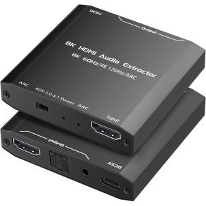 Extracteur Audio Hdmi 4K 120 Hz, 8K, 3 Modes Audio Edid, Arc, 6 Canaux, 19 Broches, Part Number 6164De, Compatible Avec Ps5, Xbox, Tv, Casque, Soundbar - Neuf