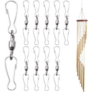 MEVRONISSHOP-Lot de 10 crochets &eacute;merillons en acier inoxydable avec double clip, crochet de suspension rotatif &agrave; 360 &deg; pour carillons &eacute;oliens et spinner &iquest; Double clip pivotant en acier inoxydable pou - Neuf