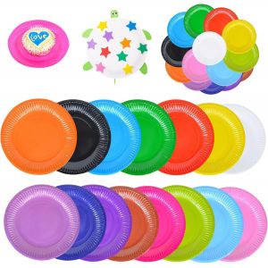 Checarzhn--No1-Assiettes En Papier Multicolores 150 Pièces Rondes Assiettes De Fête, Assiettes Rondes, Diy Disponible Assiettes Carton Couleur, Assiettes En Papier Colorées Pour Les Fêtes Et Pique-Nq - Neuf