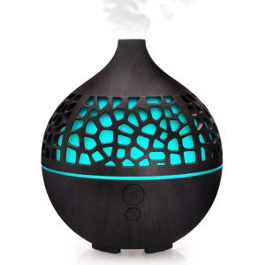 Kalanka-Diffuseur D'huiles Essentielles 180ml, Humidificateur Diffuseur Parfumé Aromathérapie Ultrasons Usb Avec 7 Lumières Couleur Led Diffuseur D'arôme Pour Chambre Spa Yoga Bureau, Marron Foncé - Neuf