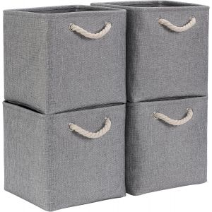 Cube de Rangement Tissu, Panier Cube de Rangement, (Blanc kaki clair, 25X25X25cm/4 Paquet) - Neuf