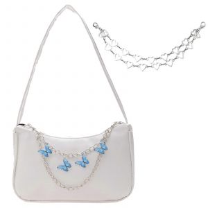 Sac &agrave; bandouli&egrave;re pour les Femmes, R&eacute;tro Blanc Aisselle Sac &agrave; main avec le Papillon de la Cha&icirc;ne, des Aisselles Sac &agrave; main, &Eacute;l&eacute;gant &Eacute;paule Fourre-tout - Neuf