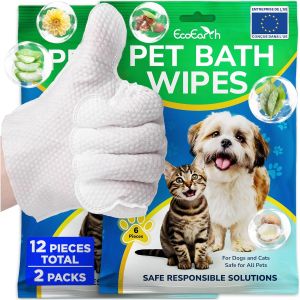 Jgd-- Lingettes Premium Pour Chiens Et Chats - 12 Gants - Gant De Toilette Jetable Pour Le Bain Et Le Toilettage - Nettoyage Des Pattes Et Du Corps - Neuf