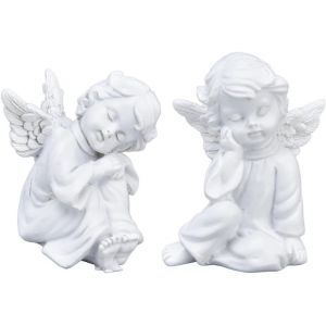 Mevronisshop-Lot De 2 Statue De Ch&eacute;rubin, R&eacute;sine De Ch&eacute;rubins Blancs Statue D'ange Figurine Sculpture De Statue De Ch&eacute;rubin Endormi Pour La D&eacute;co1ration Int&eacute;rieure Et Ext&eacute;rieure De La Maison (#3) - Neuf