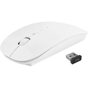 Souris Sans Fil Optique - Souris Ergonomique Sans Fil - Technologie Sans Fil 2,4 Ghz - S&iquest;&iquest;lection dpi 800/1600 - 4 Boutons et 1 Molette de D&iquest;&iquest;filement - Connexion USB - Avec Piles - Blanc - Neuf