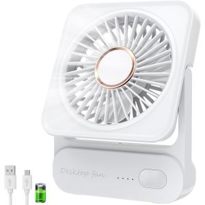 KALANKA-Ventilateur USB, Ventilateur Rechargeable 4000mAh (12h Autonomie), Mini Ventilateur Silencieux 3 Vitesses, 135° Inclinable, Puissant sans Vibrations,Ventilateur de Table pour Maison/Bureau/Vo - Neuf