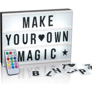 Bo&icirc;te Lumineuse Del | Fonction Minuterie | 173 Lettres Et Symboles Interchangeables Inclus | Modes De Changement De Couleur Diff&eacute;rents | Aux Piles Ou &Agrave; C&acirc;ble Usb [A4] - Neuf