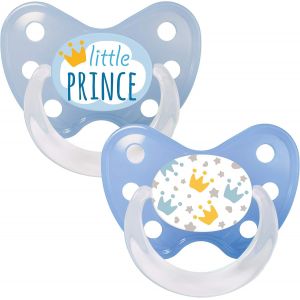 Set De 2 Tétines Orthodontiques En Silicone-Taille 3,Dès 14 Mois-La Sucette Pour Bébé Évite Le Désalignement Des Dents-Fabriqué En Allemagne-Sans Bpa-Prince,Bleu - Neuf