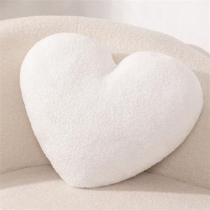 Cauc-Coussin En Forme De Coeur Pour Enfant - Doux Et Moelleux - En Peluche - D&eacute;coration De Canap&eacute; - Pour Chambre D'enfant Et Chambre &Agrave; Coucher - Blanc - 30 X 45 Cm - Neuf