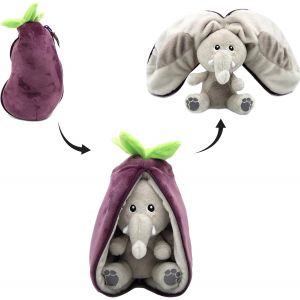 Les D&Eacute;GLINGOS Doudou Gadget Le Lapin/Carotte - Lapin Cache-Cache r&eacute;versible - Peluche Toute Douce pour b&eacute;b&eacute; - Id&eacute;es Cadeaux de NaissanceOrange et Blanc - Neuf