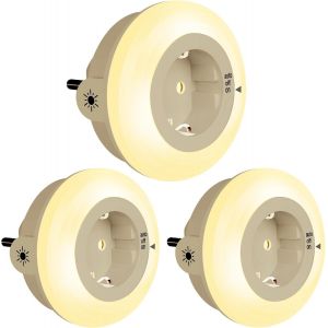 Veilleuse Prise Avec Capteur De Cr&eacute;puscule Led Lampe De Nuit Les Enfants Prot&egrave;gent Auto/On/Off Avec Capteur Cr&eacute;pusculaire Blanc Chaud 2700k 3 Pi&egrave;ces - Neuf
