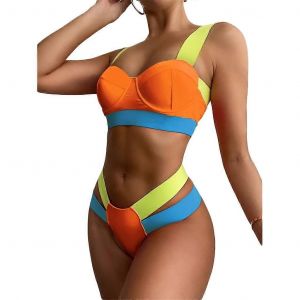 High Cut Color Block Bikini Set Mignon Underwire Maillots De Bain Push Up Maillot De Bain - Neuf
