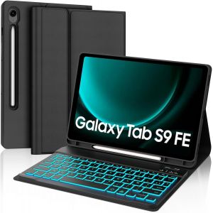 Clavier Pour Samsung Galaxy Tab S10 Fe 2025/S9 Fe 10.9""/S9 11"" 2023 Avec Rétroéclairé, Étui Clavier Pour Samsung Tab S9 Fe 2023 Bluetooth Magnétique Détachable Français Azerty Layout, Noir - Neuf