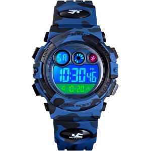 Bnhgc-Montre Enfant Garcon Fille Pour 5-16 Ans, Montre Numérique Enfant Étanche 5atm Avec Alarme/Date/Chronomètre/Led - Neuf