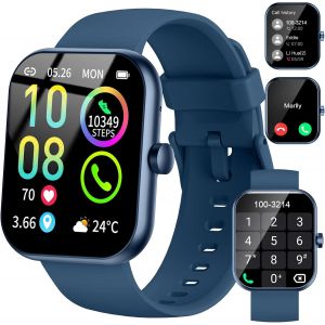 Montre Connectée Homme Femme, 1.96"" Montre Connectee Podometre Moniteur Sommeil Fréquence Cardiaque, Smartwatch Avec Appel Bluetooth, 113+ Sportifs Montre Sport, Ip68 Étanche Pour Android Ios, Noir - Neuf