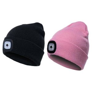 Chapeau Led,Tricot&eacute;,Hommes Femmes,Chapeau De Bas Chaud,Chapeau Tricot&eacute; Avec Lumi&egrave;re Int&eacute;gr&eacute;e,Chapeau De Phare,2pc - Neuf